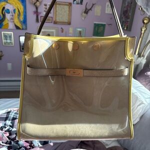 Tory Burch Lee Radziwell Beige and Yellow Tote